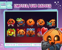 Pumpkin Twitch Emotes | Chibi Spooky Pumpkin Emotes | Dead by Daylight | DBD Twitch Emotes | Halloween Twitch Emotes | stream and gaming EMOTICSTD
